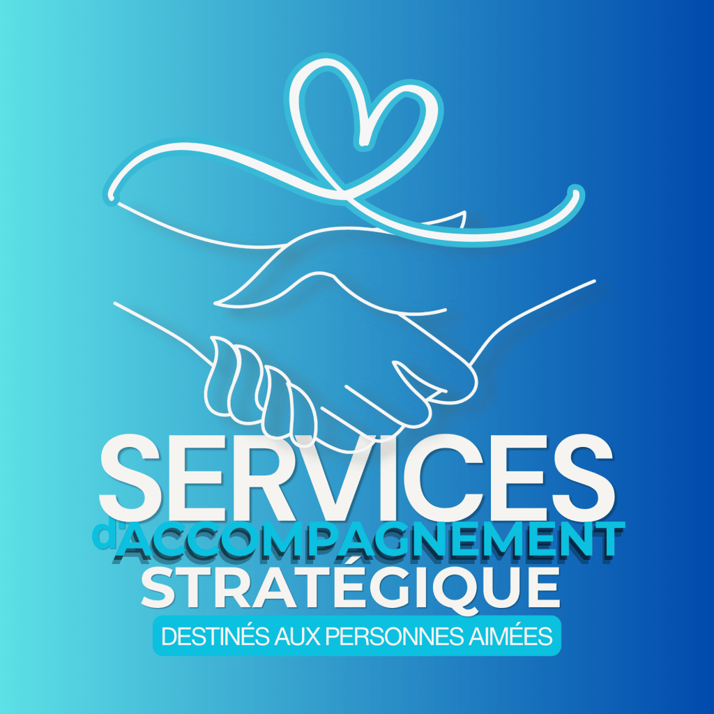 Logo illustrant des services d'accompagnement stratégique avec des mains qui se serrent et un cœur, destiné aux personnes aimées.